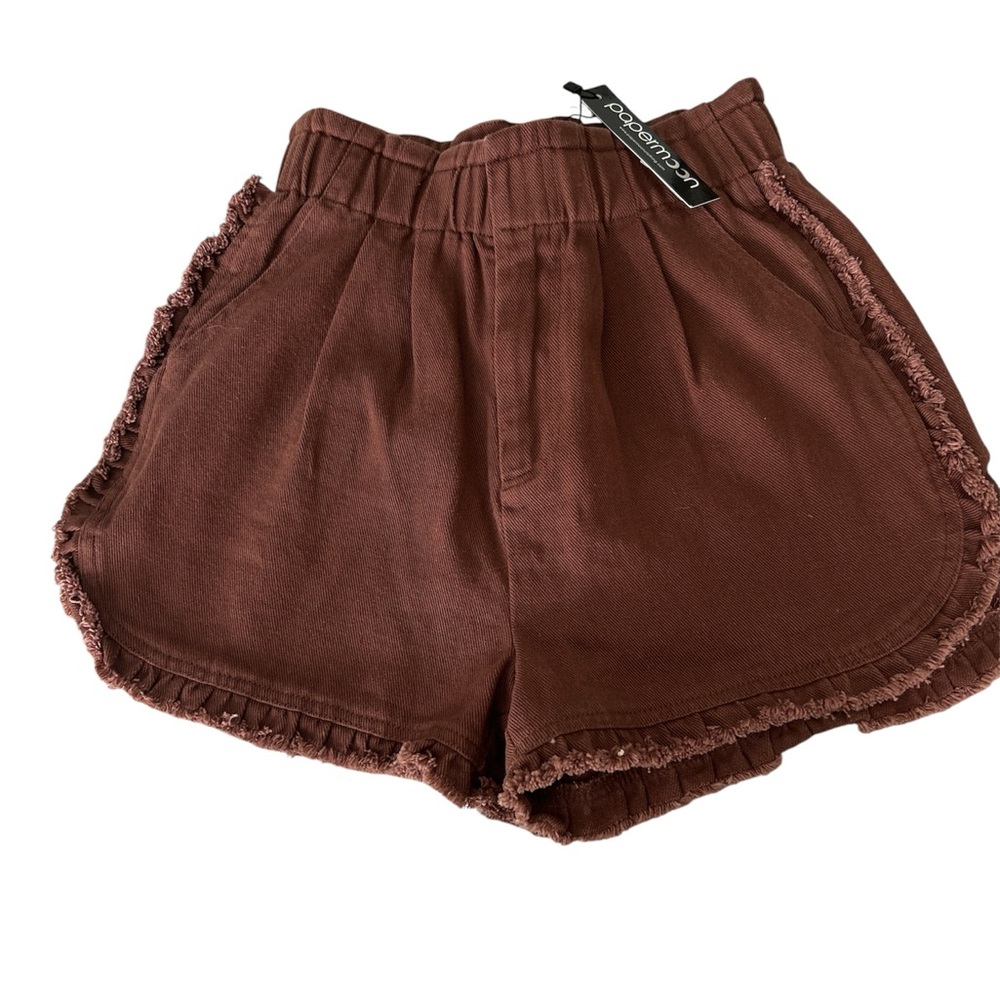 Papermoon High Waist Brown Women Shorts